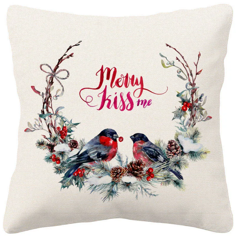 Merry Christmas Cushion Cover Xmas Pillow Case 45X45cm Home Decor Living Room Sofa Decoration | Дом и сад