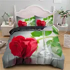 3D роза цветы Постельное белье Красный Цветочный принт с пододеяльником и наволочками с узором из мягкой Твин Queen King Размеры Комплект постельного белья 23 шт. Стёганое одеяло крышки