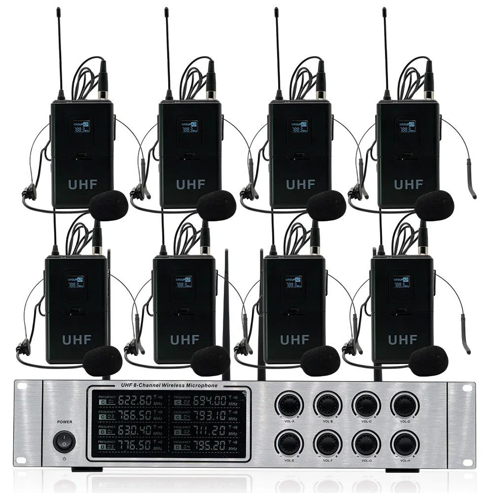 Профессиональная Беспроводная микрофонная система UHF 8 ручных микрофонов