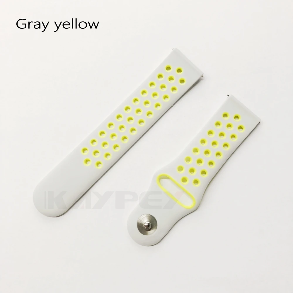 gray yellow Красочные Мягкие силиконовые часы ремешок для Xiaomi Huami Amazfit Pace дышащий браслет Сменные браслеты 22 мм ремешок - Цвет: gray yellow