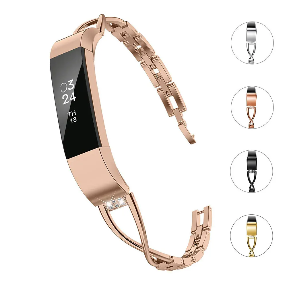Блестящие ремешки совместимые с Fitbit Alta и HR сменный Браслет из нержавеющей стали
