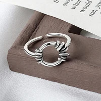 kofsac thai silver ring for women party jewelry trendy asymmetry twining hollow circle rings lady anniversary accessories