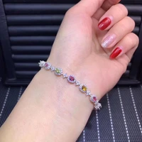 kjjeaxcmy boutique jewelry 925 sterling silver inlaid natural tourmaline female bracelet good looking support detection