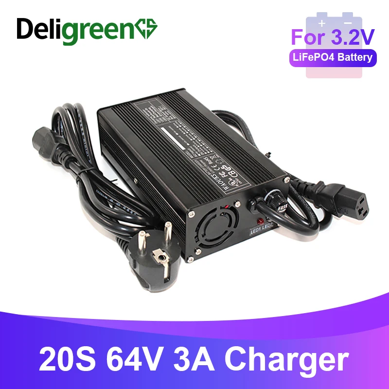 73V 3A Lifepo4 Батарея Зарядное устройство для 20С 64V с Led светильник & вентилятора умный