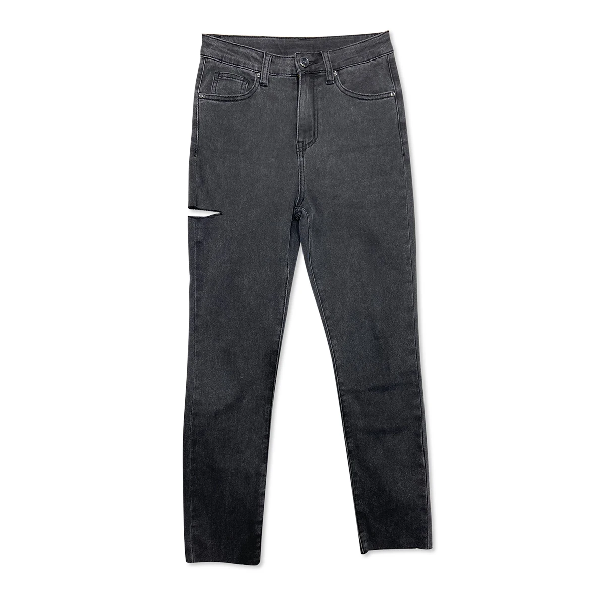 

Denim Jeans Womens High Waist Stretch Staight Cut Ankle-length Pants Femme Blue Distroy Wash Elastic Slim Streetwear free ship