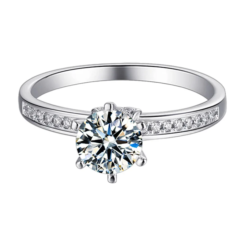 VVS Moissanite Rings For Women One Row Iced Out Real Diamond Finger Ring Jewelry Men High-End Jewelry Pass Tester Free Ship