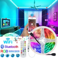 bluetooth wifi led strip lights rgb 5050 flexible ribbon waterproof rgb led light strip 5m 10m 15m 20m 25m 30m dc 12v control