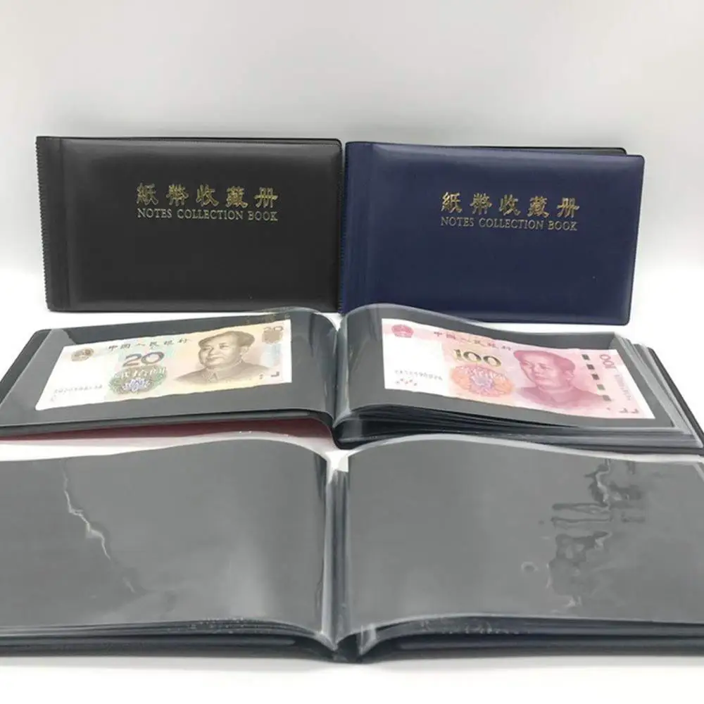 

20 Pockets Collection Currency Storage Cash Holders Protection Album Note Money Ticket Paper Page Leather Coins Stamps Bank