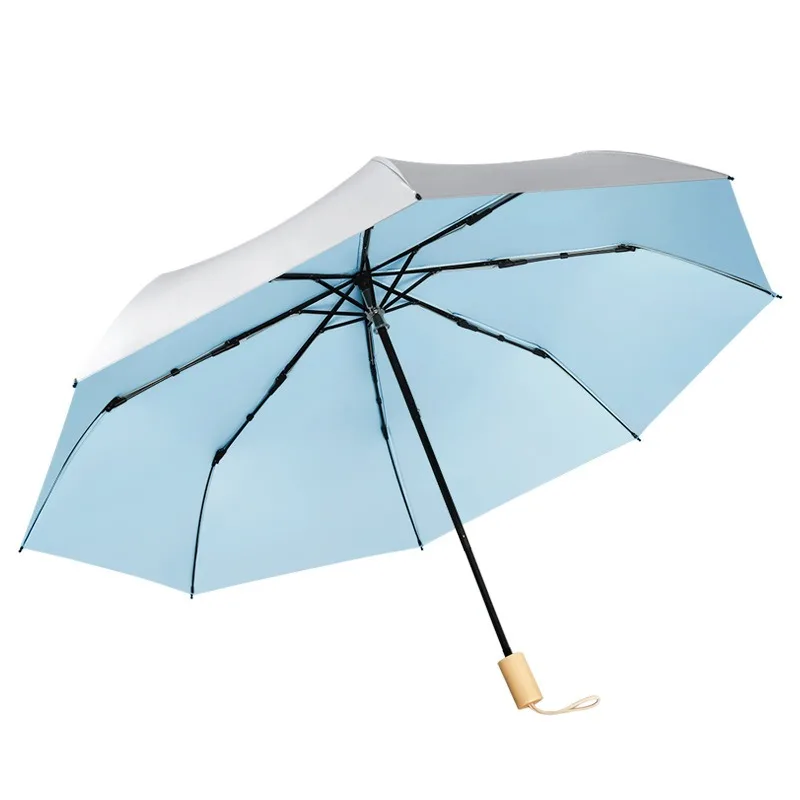 

Титановый Серебряный рекламный зонт, три складных анти-технические зонты для женщин, Мужской зонтик от дождя