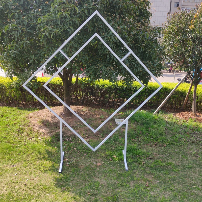 Arco de boda de hierro forjado, arco cuadrado, estante Cuadrilateral, forma geom&eacute;trica, fondo de escenario de boda, suministros de fiesta-2