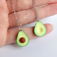 1 pair of green avocado bff friendship necklace pendant cute green avocado couple necklace set gift