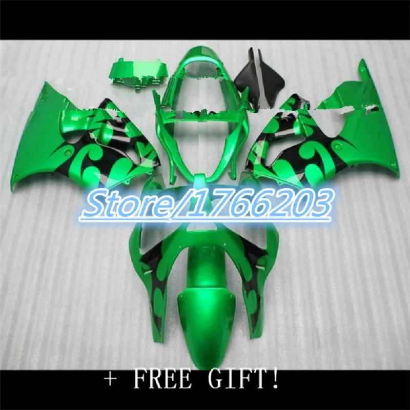 

Green black Injection fairing kit for KAWASAKI Ninja 2000-2002 ZX6R motorcycle fairings kit ZX 6R 00 01 02 white parts