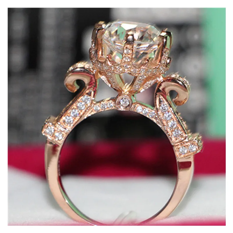 

4CT Diamond Big Luxury Ring Female Engagement Ring Solid Silver Rose Gold Plated Fine Jewelry Wedding Vintage Ring Super Brand