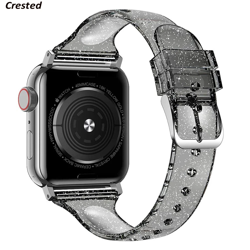 

Silicone Strap for Apple watch band 40mm 44mm 41mm iWatch 38mm 42mm 45mm Slim Glitter bracelet Apple watch 5 4 3 se 6 7
