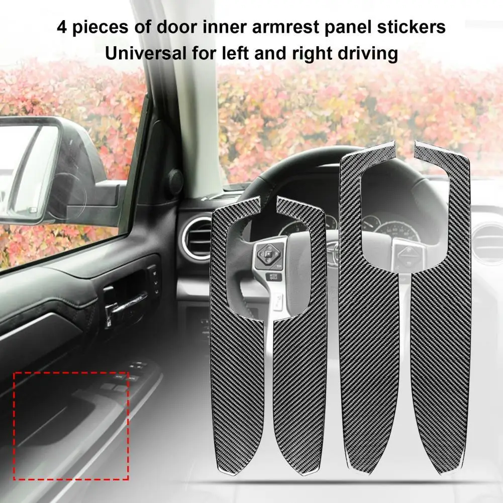 

4Pcs Easy Installation Sturdy Dust-proof Door Armrest Panel Cover Trim Panel Decor Sticker for Toyota Tundra 2014-2018