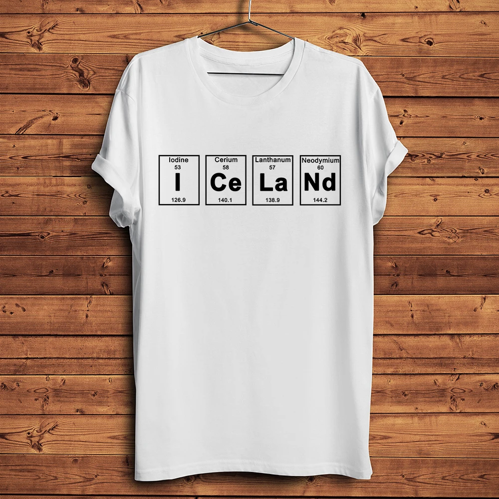 Элементы периодической таблицы Исландия забавные принты с надписями футболка