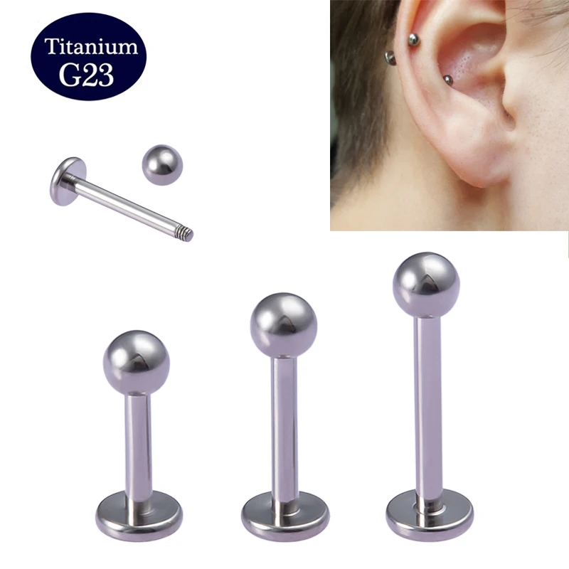 

1PC Titanium Lip Ring Stud Labret Piercing Bar Tragus Helix Ear Earring Internally Threaded Cartilage Piercings Body Jewelry 16G