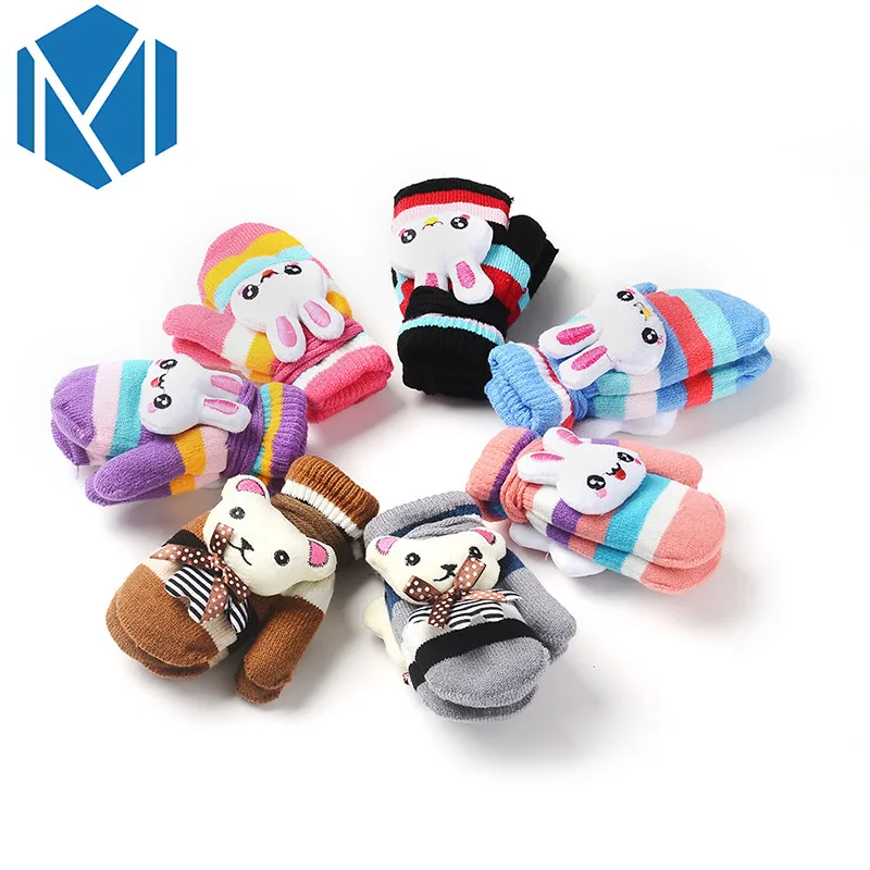 M MISM/зимние теплые перчатки для малышей удобные милые зимние толстые детские