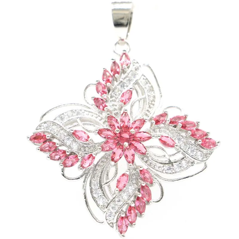 48x37 мм удивительные розовый турмалин Зеленый Перидот белый кубического циркония