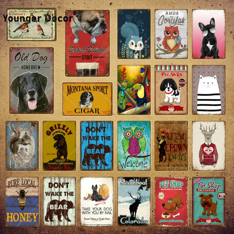 Домашние животные постер с изображением собаки металлические знаки Настенная