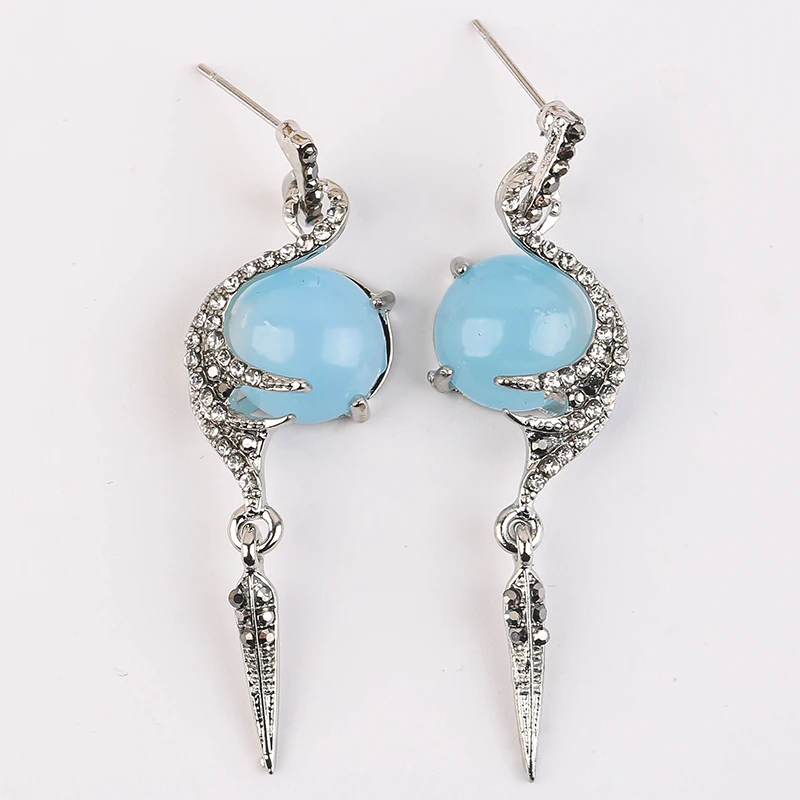 

Fashion Plated Color Angel Wings Long Earrings Blue Stone Crystal Leaf Stud For Women Elegant Wedding Jewelry B4m194