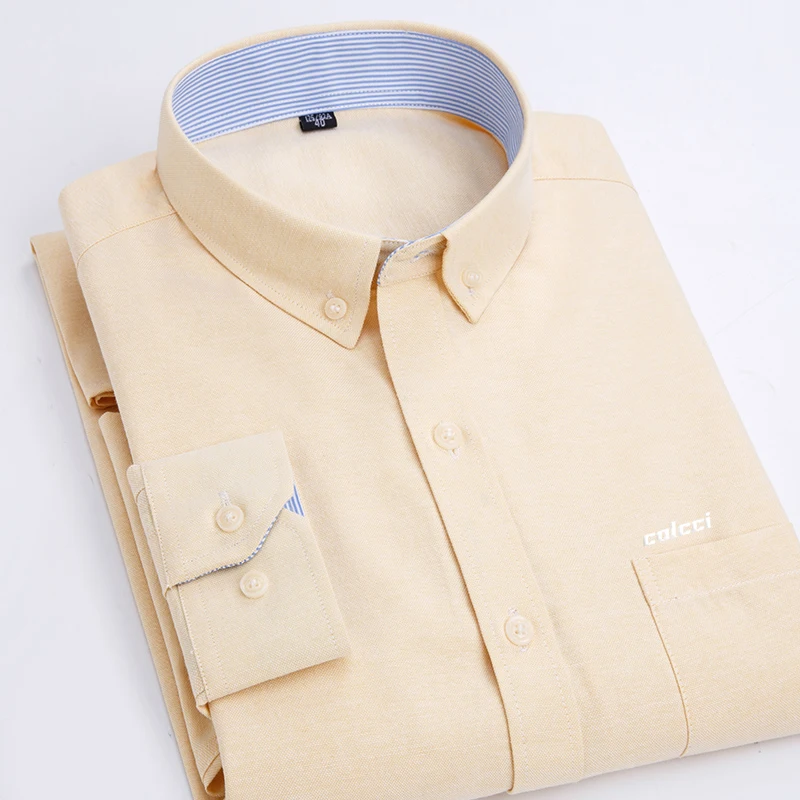 2020 REserved aramy Autumn New Arrival Colcci Men Shirt Striped Oxford Shirt Cotton Casual plai Oxford Wash and Wear