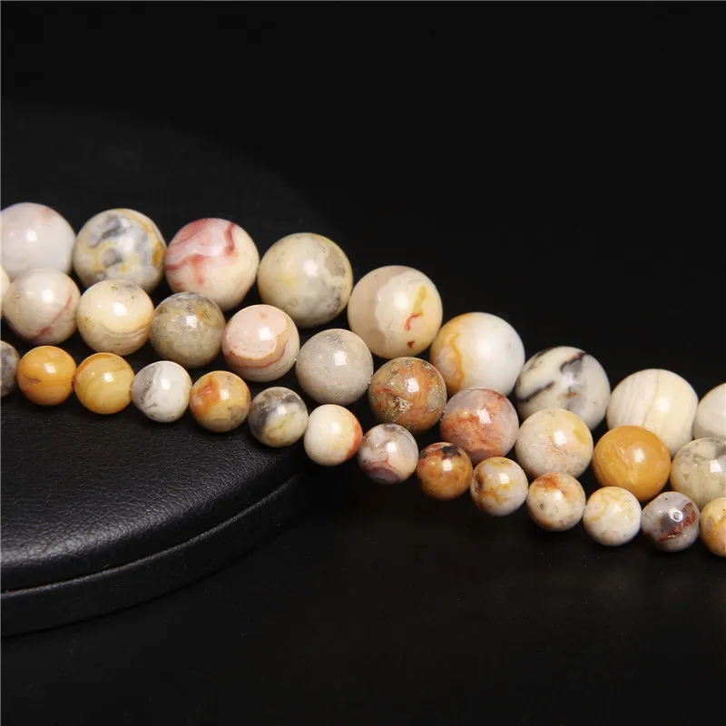 Кружевные Агаты Crazy круглые полированные бусины из натурального агата для