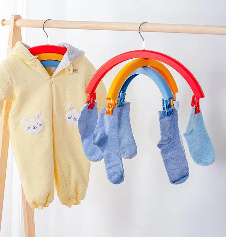 

2Pcs No trace plastic Rainbow hanger Multifunction Clip Spin Drying rack Pants rack Skirt clip Storage Drying rack