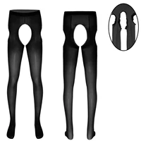 mens open crotch pantyhose sexy tights stretchy sheer pantyhose sissy male leggings lace trimming stockings hosiery underwear