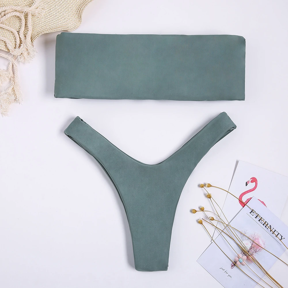 Off Shoulder Swimwear 2019 Solid Bikini Brazillian Swimsuit Biquini Maillot De Bain Femme Women Bikini Set Sexy Female Swimming