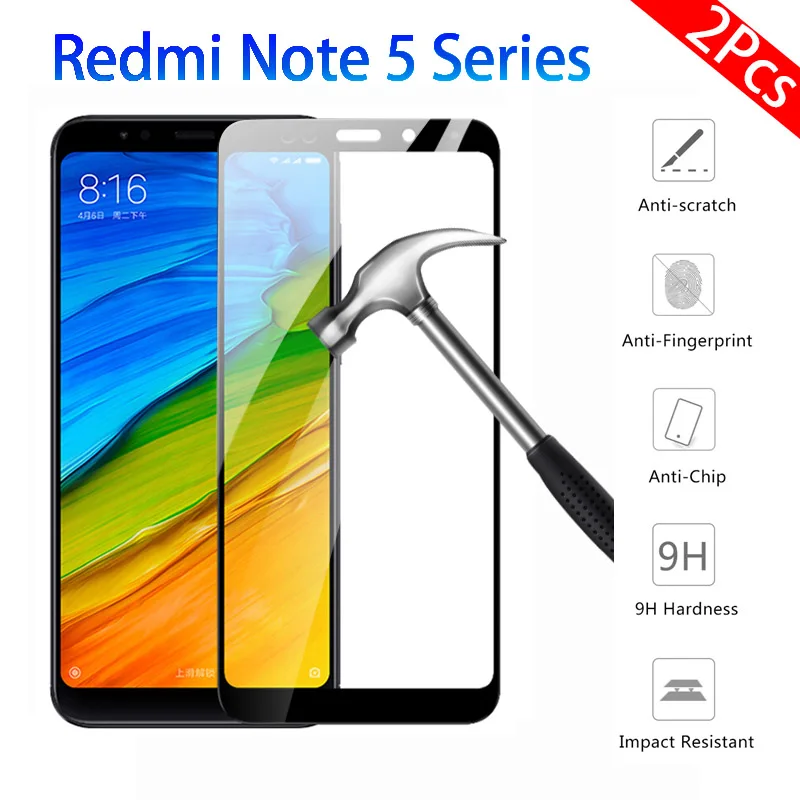 2 шт полное покрытие экрана протектор для Xiaomi Redmi note 5 pro закаленное стекло