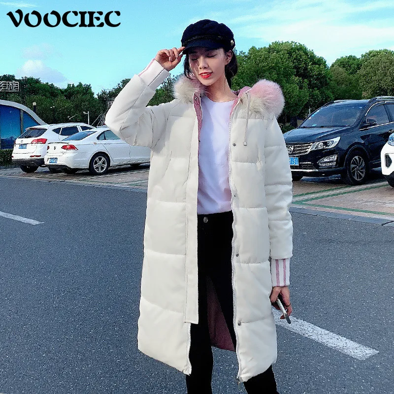 

VOOCIEC Warm Women's Cotton Padded Jacket In Winter Cashmere Medium Length Slim And Thickened Cotton Padded Jacket