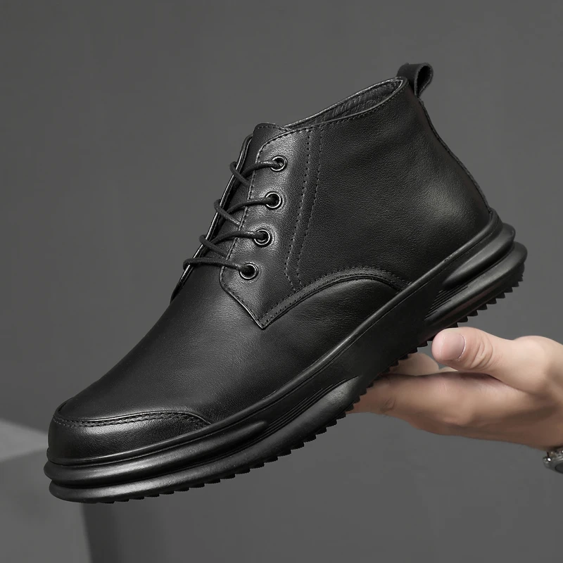 

Winter Shoes Warm Comfortable Fashion Genuine Leather Snow Boots Waterproof Boots Men's wool Plush Warm Boots New