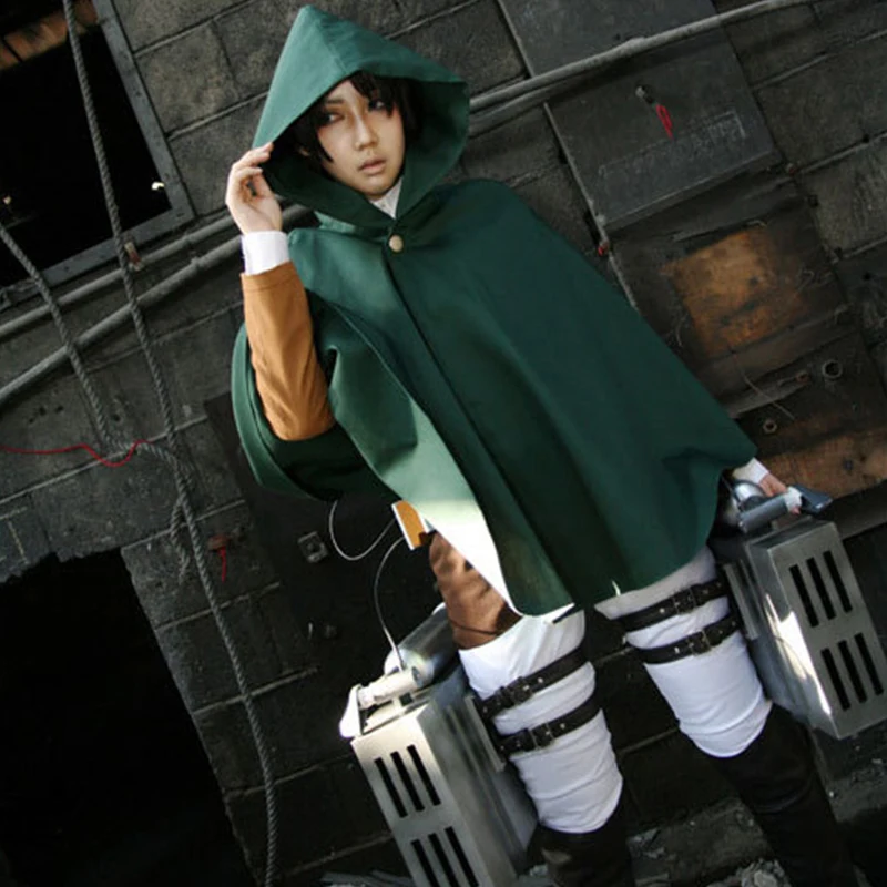 Аниме атака на Титанов зеленый гигантский карнавальный костюм накидка с