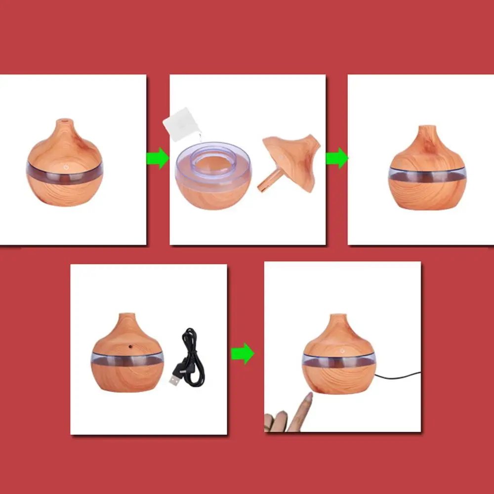 Электрический аромадиффузор для домашнего офиса 300 мл USB деревянный