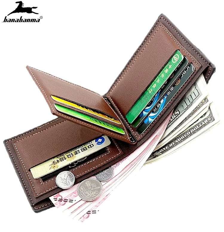 

Men's Short Wallets Credit Card Holder Money Masculina Billetera Hombre Purse Three Fold Male Slim Men Uomo Porte Portomonee