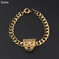 donia jewelry european and american fashion luxury green eyed leopard necklace with aaa zircon necklace and bracelet set