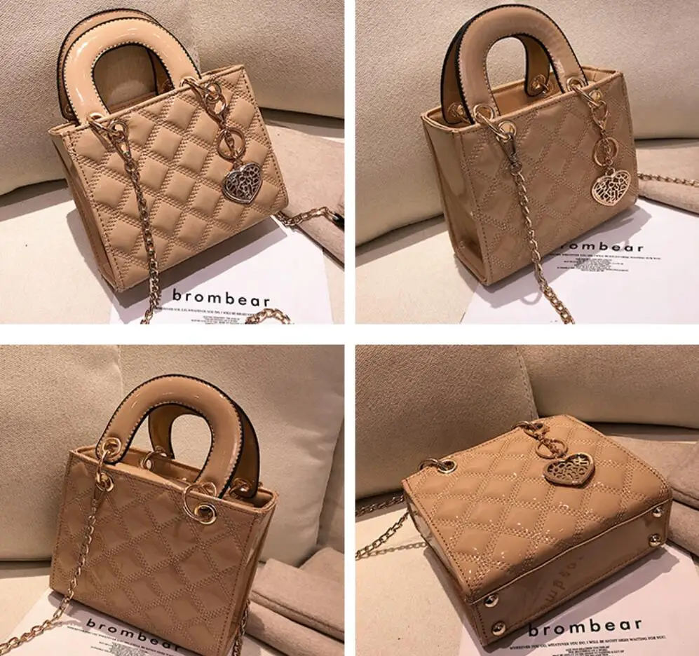 

Luxury Brand Tote Bag 2021 Fashion New High Quality Patent Leather Women's Designer Handbag Lingge Chain Shoulder Messenger Bags