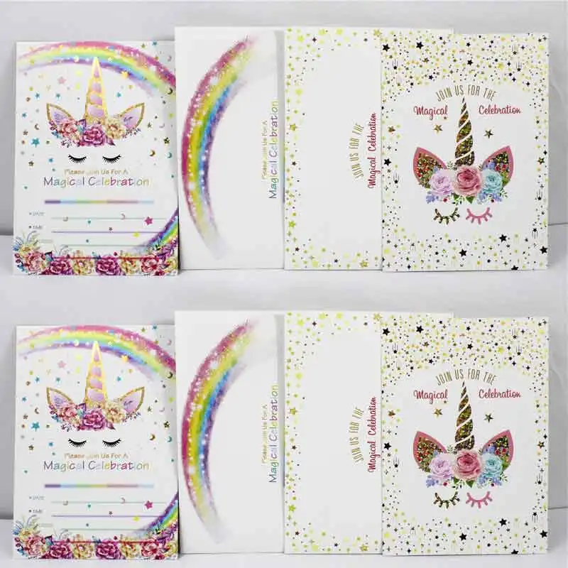 Карточка с единорогом для приглашений карточка вечеринки в честь Дня рождения