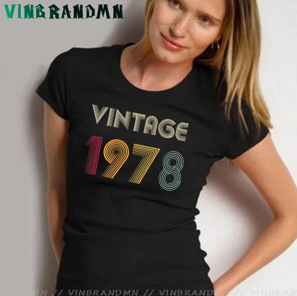 

Vintage 1978 Women T-shirts Summer Short Sleeve Cotton T Shirts Birthday Party Custom T-Shirts Mother's Day Gift Mujer Camisetas