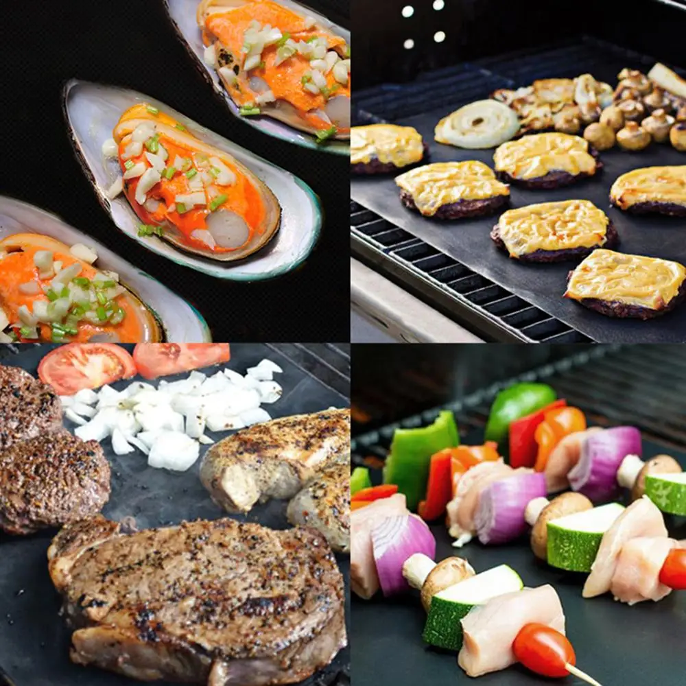 Многоразовые антипригарным барбекю Гриль коврик противень Портативный Пикник