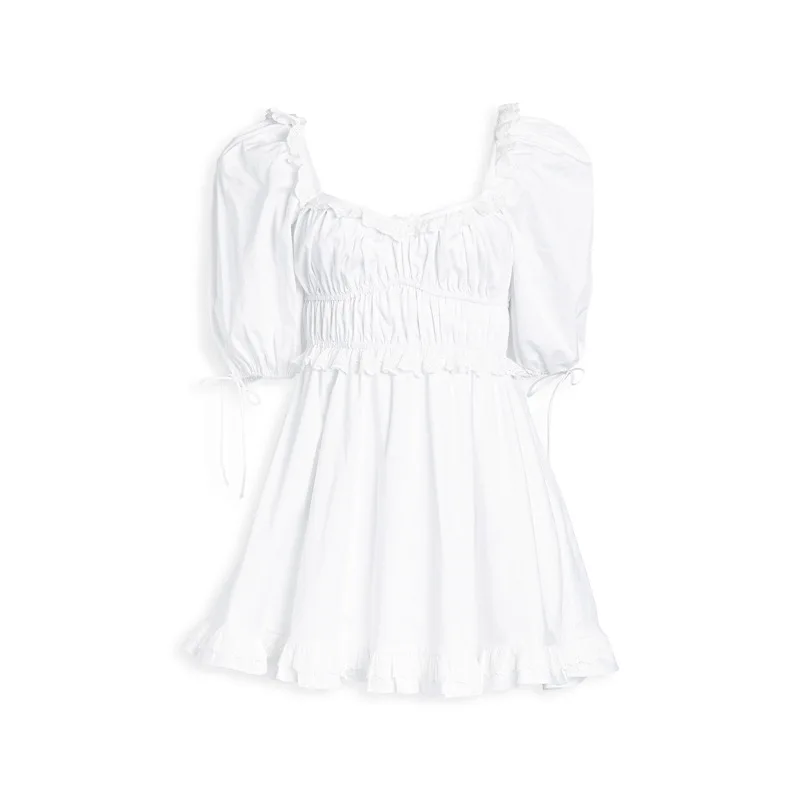 

Women's Dress 2021 New y2k High Quality Elegant White Puff Sleeve Vintage Dresses Ladies Vestdos Sexy Party Dress Women Clothes