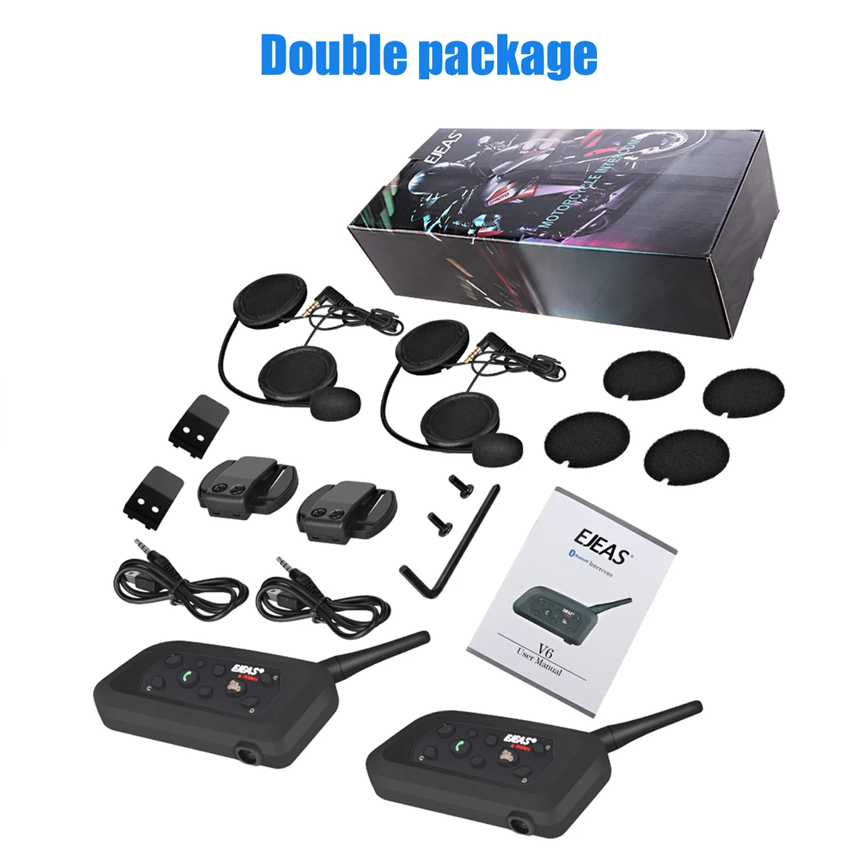 

Motorcycle Helmet Wireless Bluetooth Intercom High-power Headset 6 Riders 1200m Waterproof Interphone For Dropshipping Wholesale