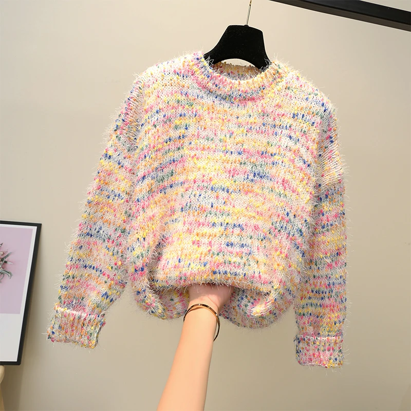 New Korean Fashion Winter Pullovers Female Loose Sweaters Colorful Knitted Jumper Pullover Pull Femme | Женская одежда