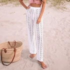 Хлопковая вязаная накидка для пляжа, накидка для купания, женские пляжные штаны, сетчатая накидка для купания, пляжная одежда, вязаный купальник