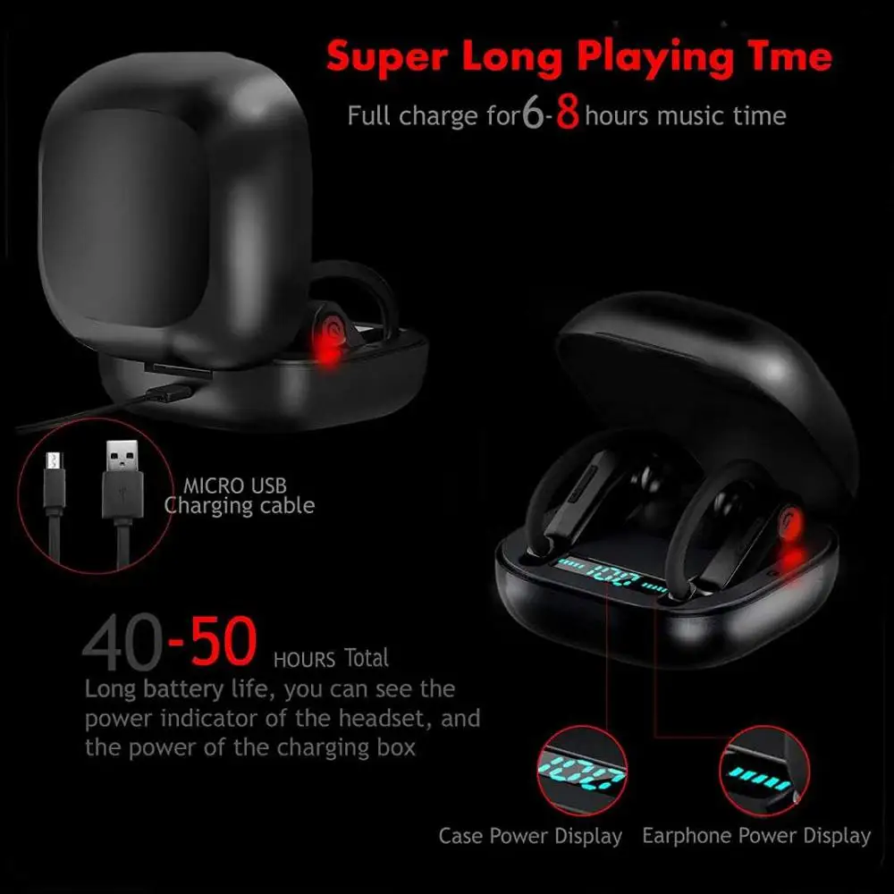 Bluetooth-наушники TWS Sport 5 1 беспроводные наушники с зарядным чехлом настоящие