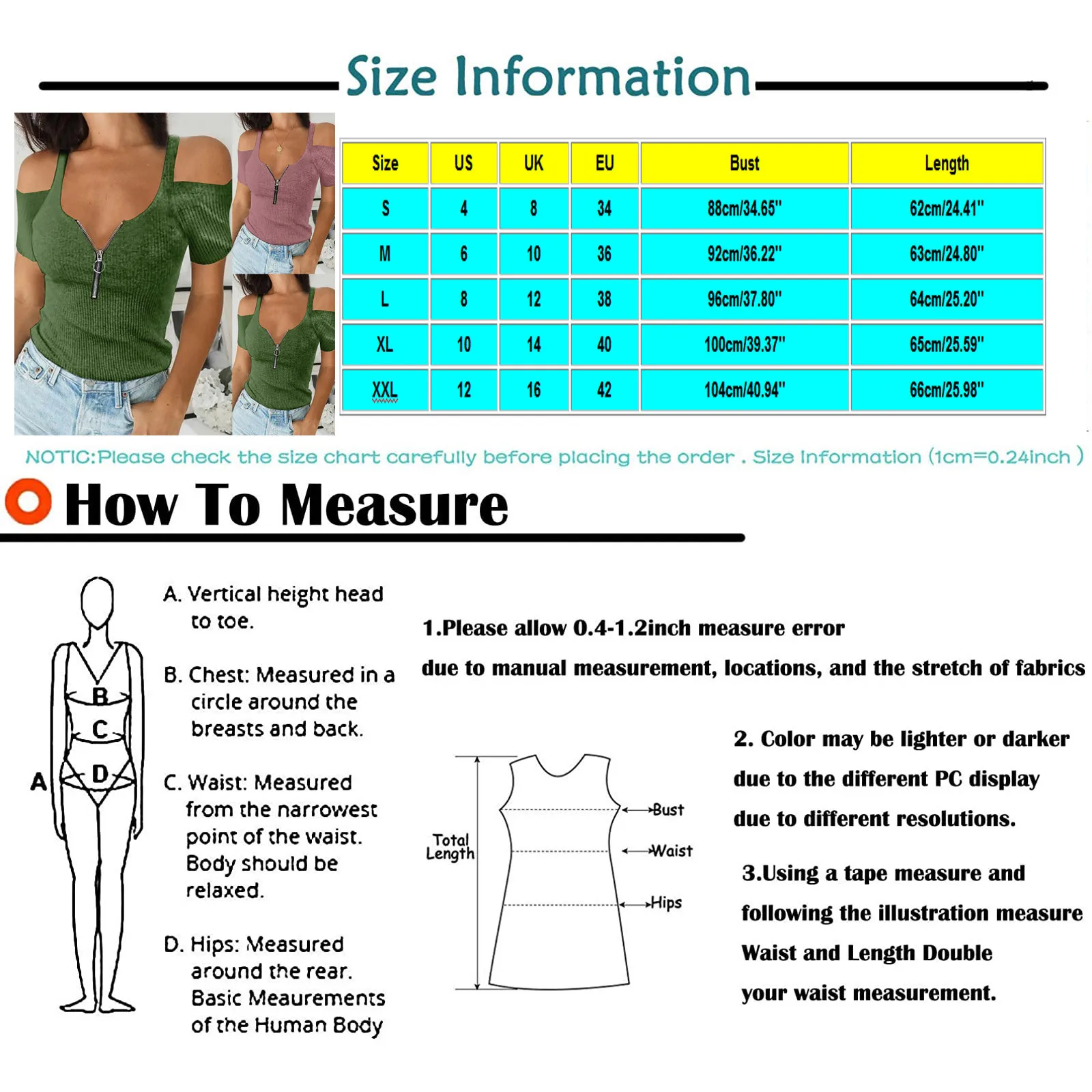 

Summer Sexy Zipper Off Shoulder Blouse Womens Knitted V-neck Collar Color Short Sleeve Fold Shirt Plus Size Solid Blouse Women