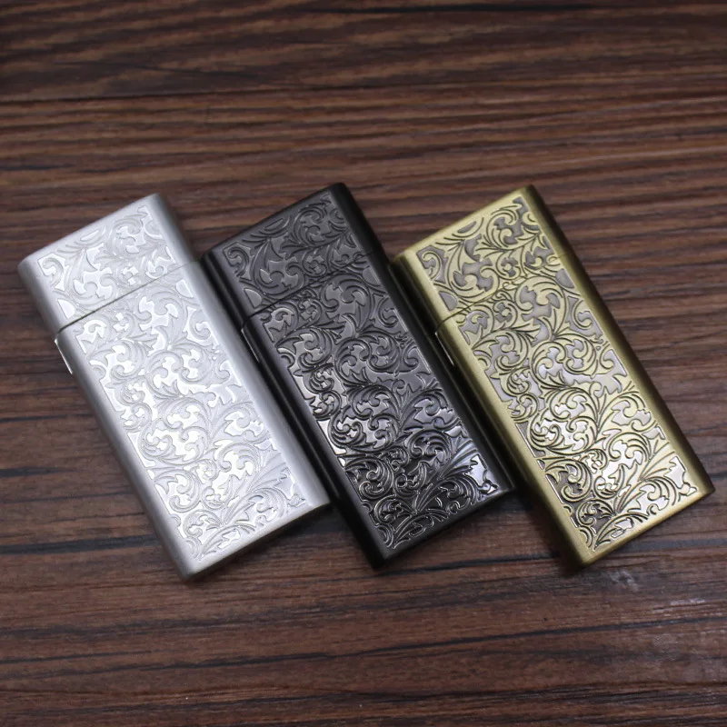 Шлифовальная колесо Бензиновая кремневая Зажигалка без огня Ретро ультратонкая