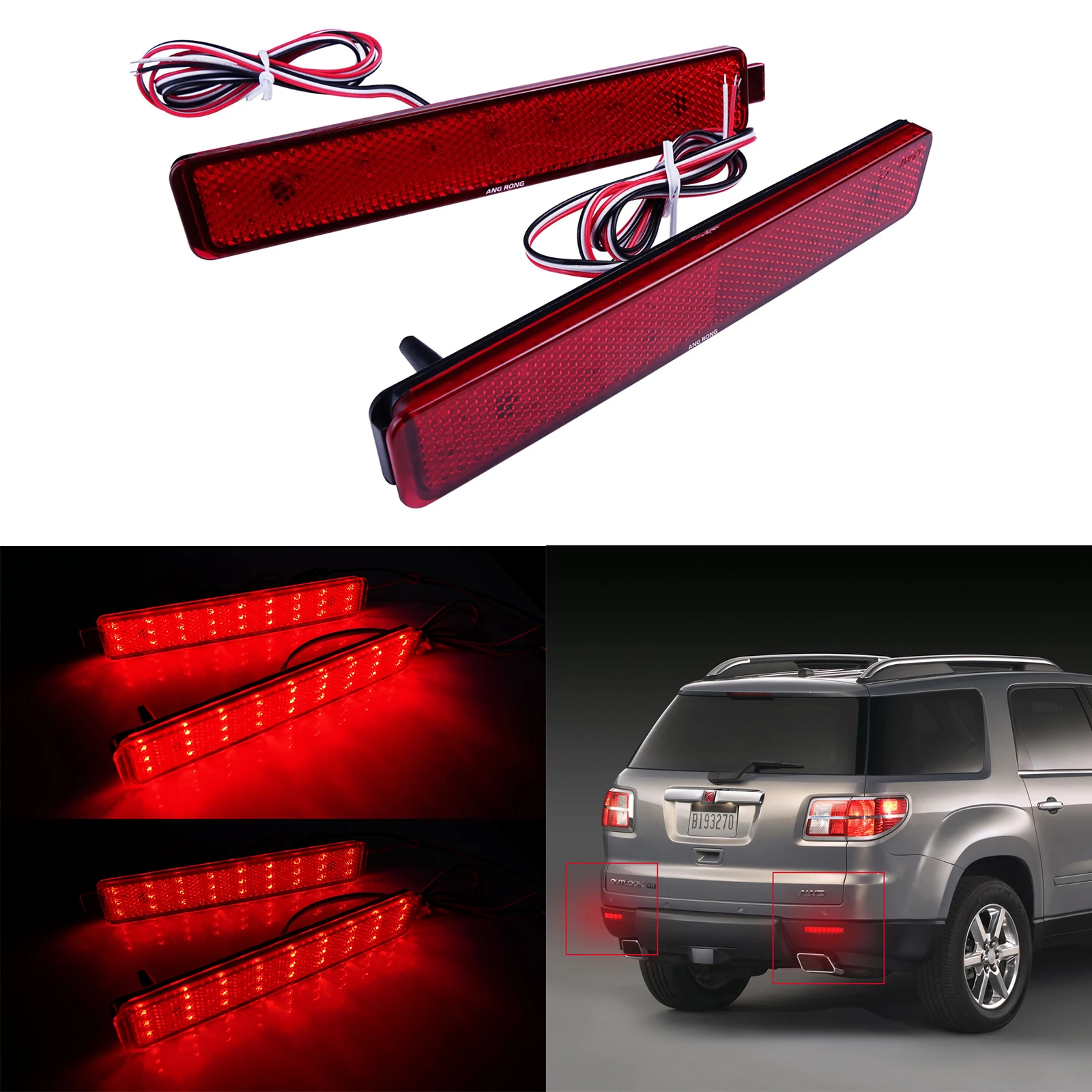 

ANGRONG 2X красный светодиодный бампер отражатель задний стоп-сигнал подходит для Pontiac Sunfire Buick анклава
