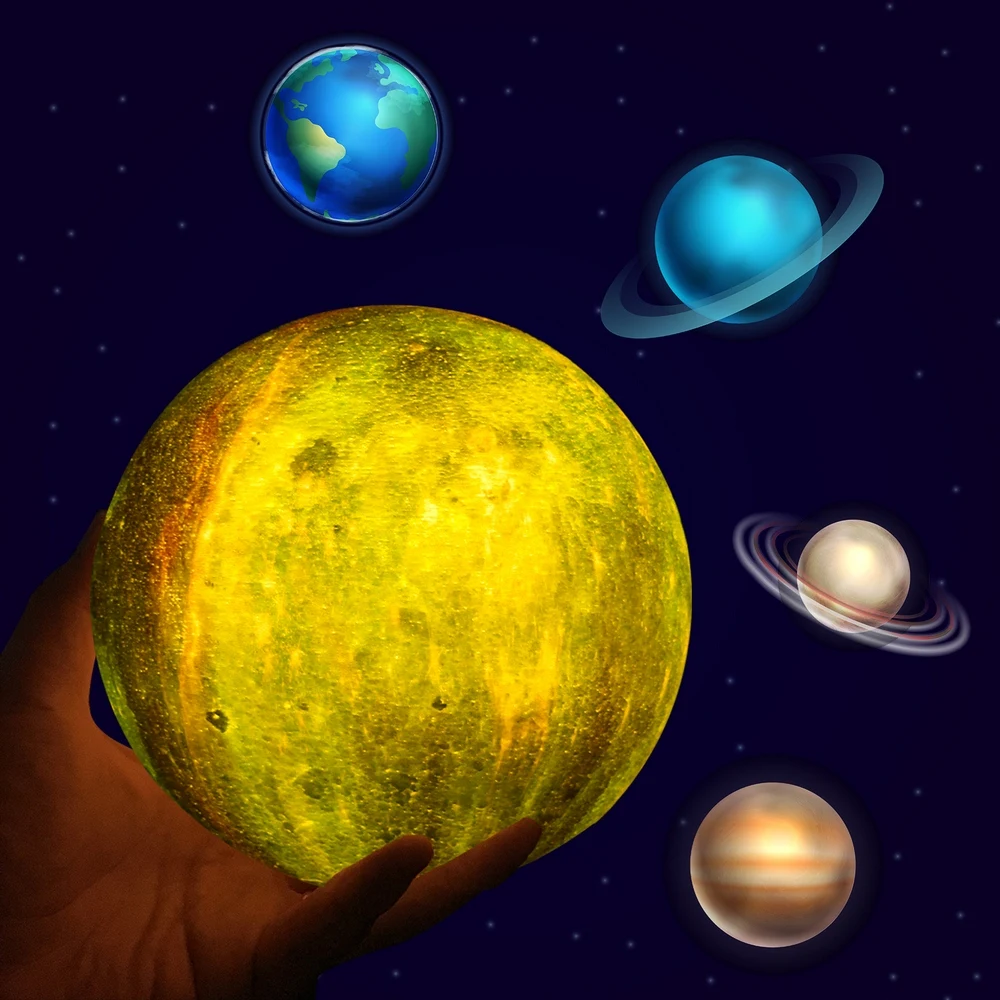 

3D Moon Night Light with Stand Moon Lamp Star Galaxy Lamp 3D Lunar Night Light 16 Colors for Kids Bedroom Living Room Lighting